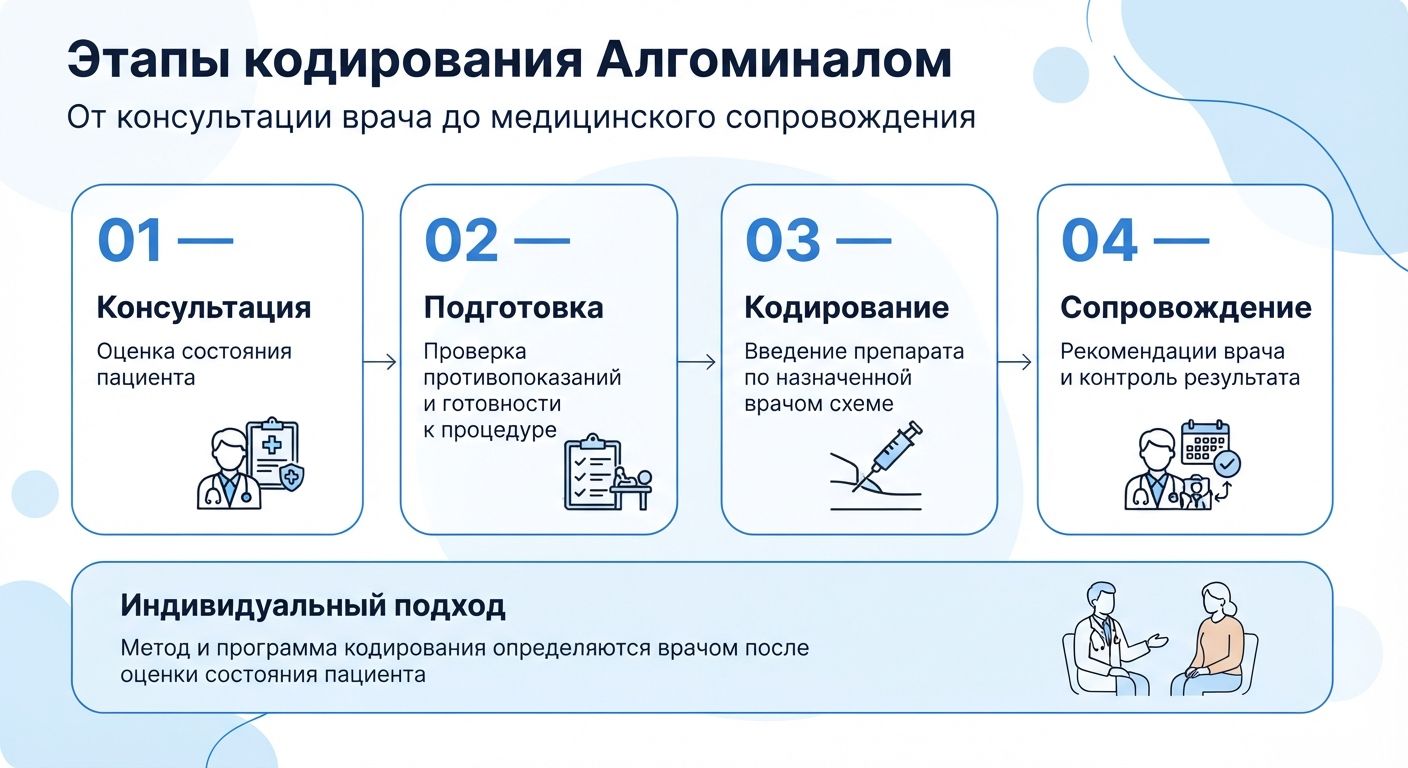Кодирование препаратом «Алгоминал» в городе Южа инфографика